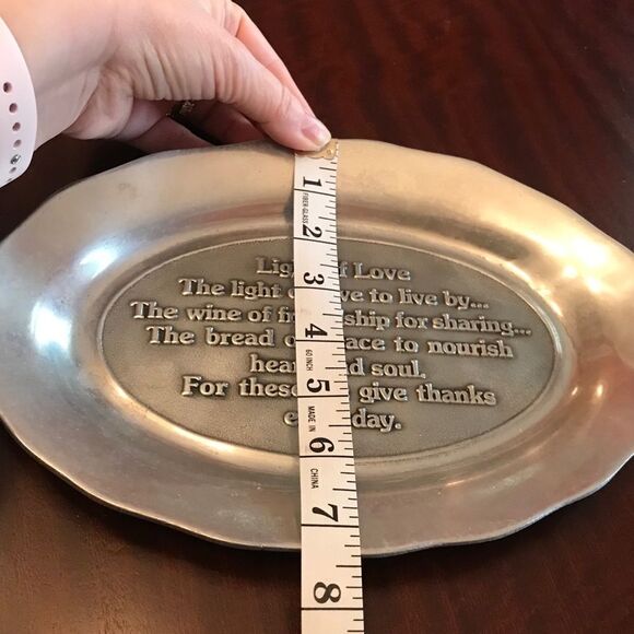 Vintage Pewtarex Pewter Light of Love Bread Plate Platter Serving Dish Blessings - Picture 9 of 11